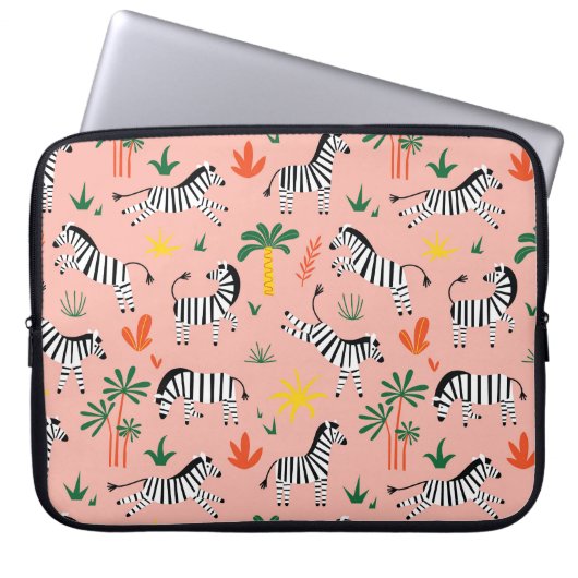Cartoon Zebras Funny Seamless Muster Laptopschutzhülle (Vorderseite)