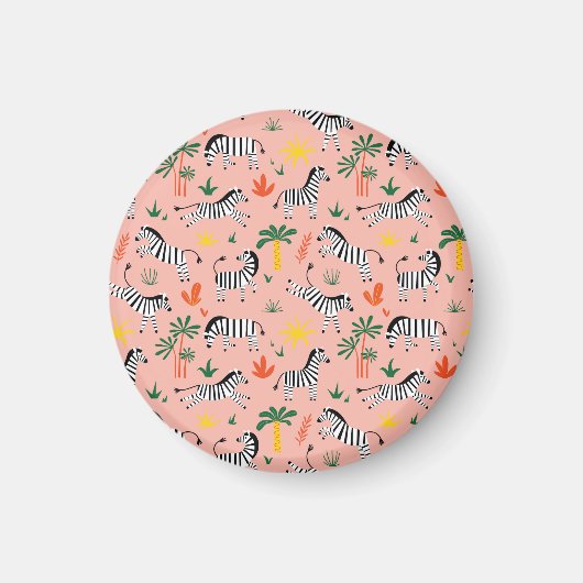 Cartoon Zebras Funny Seamless Muster Magnet (Vorne)