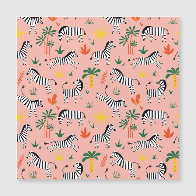 Cartoon Zebras Funny Seamless Muster Magnetkarte (Vorderseite)