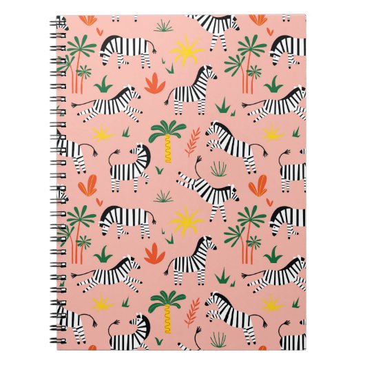 Cartoon Zebras Funny Seamless Muster Notizblock (Vorderseite)