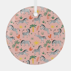Cartoon Zebras Funny Seamless Muster Ornament Aus Glas
