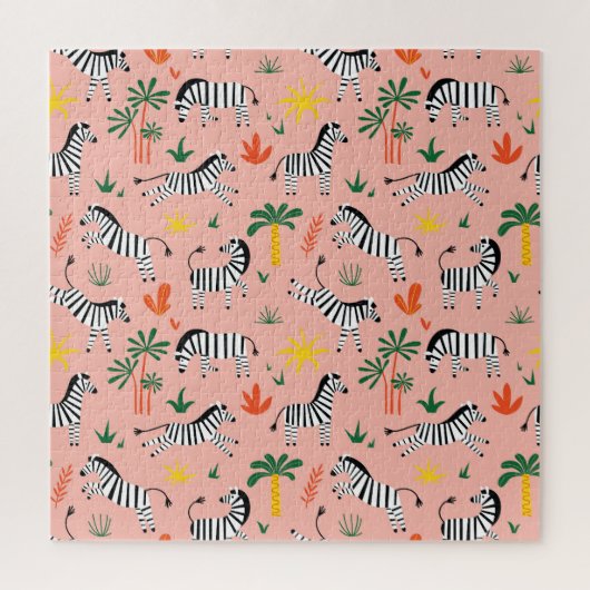 Cartoon Zebras Funny Seamless Muster Puzzle (Vertikal)