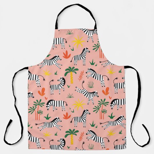 Cartoon Zebras Funny Seamless Muster Schürze (Vorderseite)