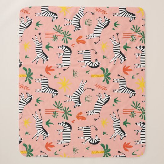 Cartoon Zebras Funny Seamless Muster Sherpadecke (Vorderseite)