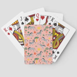 Cartoon Zebras Funny Seamless Muster Spielkarten