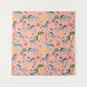 Cartoon Zebras Funny Seamless Muster Wandteppich