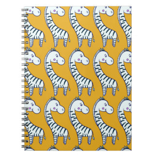 Cartoon zebras: gelbes Hintergrundmuster. Notizblock