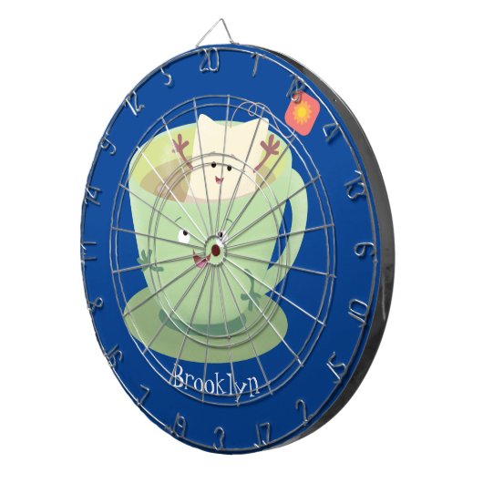 Cartoon-Zeichen für den niedlichen Teebag-Becher S Dartscheibe (Vorderseite rechts)