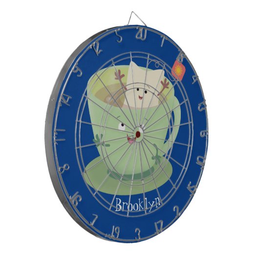 Cartoon-Zeichen für den niedlichen Teebag-Becher S Dartscheibe (Vorderseite Links)