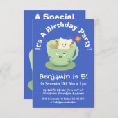 Cartoon-Zeichen für den niedlichen Teebag-Becher S Einladung (Vorne/Hinten)