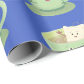 Cartoon-Zeichen für den niedlichen Teebag-Becher S Geschenkpapier (Rolleneckpunkt)