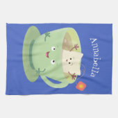 Cartoon-Zeichen für den niedlichen Teebag-Becher S Geschirrtuch (Horizontal)
