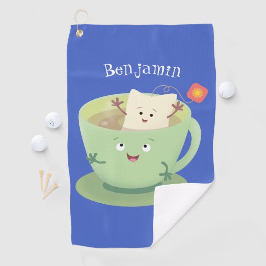 Cartoon-Zeichen für den niedlichen Teebag-Becher S Golfhandtuch (Insitu)