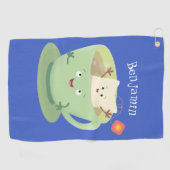 Cartoon-Zeichen für den niedlichen Teebag-Becher S Golfhandtuch (Horizontal)