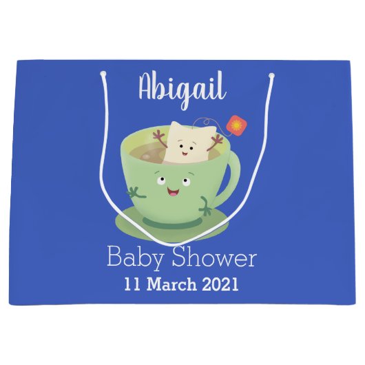 Cartoon-Zeichen für den niedlichen Teebag-Becher S Große Geschenktüte (Vorderseite)