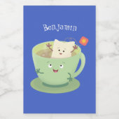 Cartoon-Zeichen für den niedlichen Teebag-Becher S Lebensmitteletikett (Einzelnes Label)