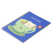 Cartoon-Zeichen für den niedlichen Teebag-Becher S Notizblock (Linke Seite)