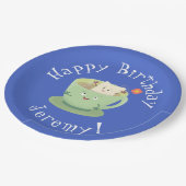 Cartoon-Zeichen für den niedlichen Teebag-Becher S Pappteller (Schrägansicht)