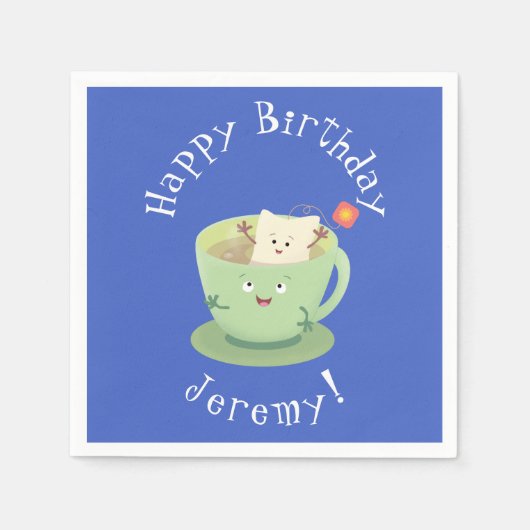 Cartoon-Zeichen für den niedlichen Teebag-Becher S Serviette (Vorderseite)