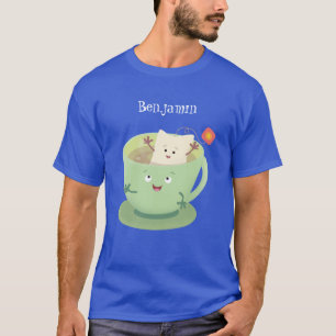 Cartoon-Zeichen für den niedlichen Teebag-Becher S T-Shirt
