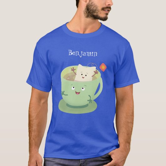 Cartoon-Zeichen für den niedlichen Teebag-Becher S T-Shirt (Vorderseite)