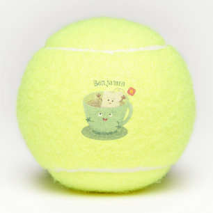 Cartoon-Zeichen für den niedlichen Teebag-Becher S Tennisbälle