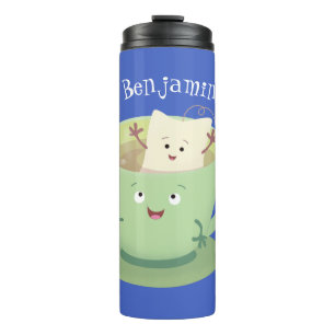 Cartoon-Zeichen für den niedlichen Teebag-Becher S Thermosbecher