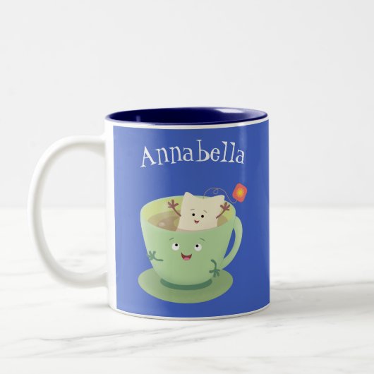 Cartoon-Zeichen für den niedlichen Teebag-Becher S Zweifarbige Tasse (Links)