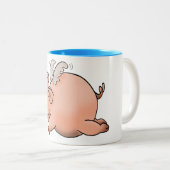 Cartoon zeichn eines Schweins mit Flügeln Zweifarbige Tasse (VorderseiteRechts)