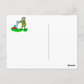 Cartoon Zeichne Mann Rasenmähen Postkarte (Rückseite)