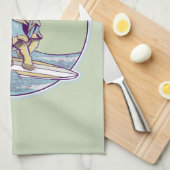 Cartoon-Ziege auf einem Surfbrett Geschirrtuch (Viertel Falte)