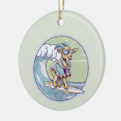 Cartoon-Ziege auf einem Surfbrett Keramik Ornament (Links)