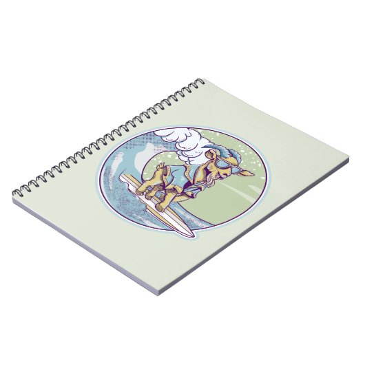 Cartoon-Ziege auf einem Surfbrett Notizblock (Linke Seite)