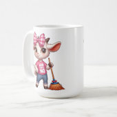 Cartoon-Ziege mit Bow und Broom Kaffeetasse (Vorderseite Links)
