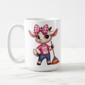 Cartoon-Ziege mit Bow und Broom Kaffeetasse (Links)