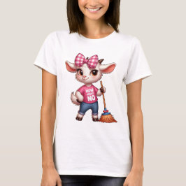 Cartoon-Ziege mit Bow und Broom T-Shirt