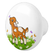 Cartoon Ziege und Schmetterling Keramikknauf (Rechts)