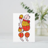 Cartoon Zirkusschwein Papier Puppe ausgeschnitten Postkarte (Stehend Vorderseite)