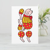 Cartoon Zirkusschwein-Papierpuppe ausgeschnitten K Karte (Stehend Vorderseite)