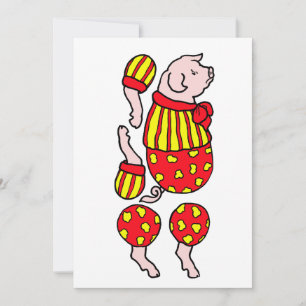Cartoon Zirkusschwein-Papierpuppe ausgeschnitten K Karte