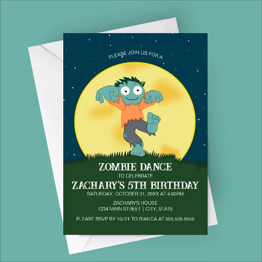 Cartoon Zombie Dance Geburtstagseinladung Einladung
