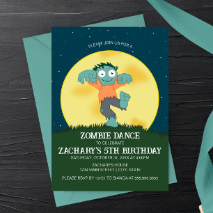 Cartoon Zombie Dance Geburtstagseinladung Einladung