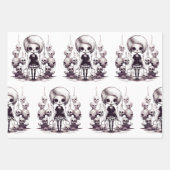 Cartoon Zombie Girl Wrapping Paper Geschenkpapier Set (Vorderseite 3)