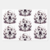Cartoon Zombie Girl Wrapping Paper Geschenkpapier Set (Vorderseite)