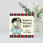 Cartoon-Zombie-Halloween-Party Einladung (Stehend Vorderseite)