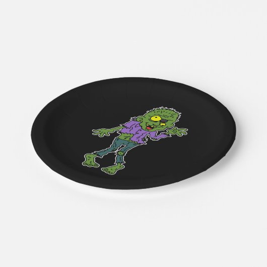 Cartoon Zombie Halloween-Party Pappteller (Schrägansicht)