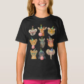 Cartoon Zoo Animals with Party Hats & Bubble Gum T-Shirt (Vorderseite)