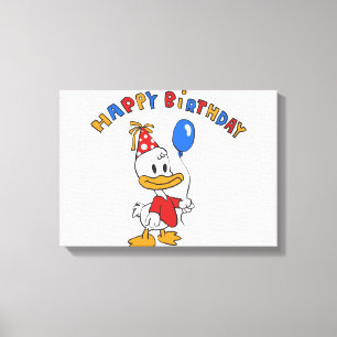 Cartoon zum Geburtstag von Enten  Hintergrundfarbe Leinwanddruck
