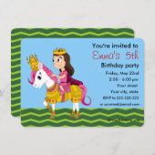 Cartoon zum Geburtstag von Prinzessin und Pony Einladung (Vorne/Hinten)