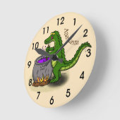 Cartoon zum Kochen von Hasen-Grün Runde Wanduhr (Winkel)
